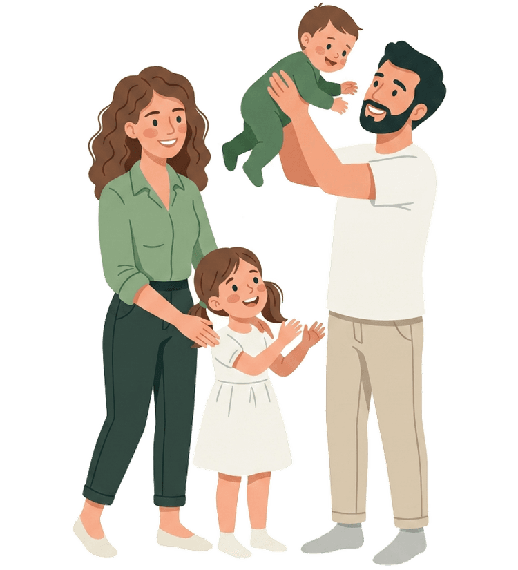 Famille qui partage ses souvenirs sur Kidmemo